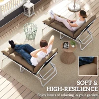 Outsunny Set of Two 190 x 56cm Sun Lounger Cushions - Khaki(m-5)