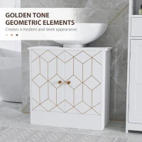 HOMCOM Under Sink Bathroom Cabinet, Under Sink Cabinet with Adjustable Shelf and Open Compartment for Basin with or without Pedestal, 60 x 30 x 60cm, White(m-6)