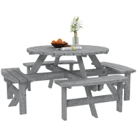 Outsunny 8-Seater Wooden Picnic Set-Fir Wood(m-11)