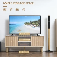 HOMCOM Sliding Door TV Cabinet Stand - Oak Wood-Effect(m-5)