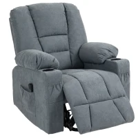 HOMCOM Oversized Riser and Recliner Chair for the Elderly, Fabric Upholstered Lift Chair for Living Room with Remote Control, Side Pockets, Cup Holder, Grey(m-11)