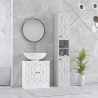 HOMCOM Tall Bathroom Storage Cabinet with Doors, Slim Bathroom Storage Unit with Adjustable Shelves, Freestanding Bathroom Storage Unit, White(m-9)