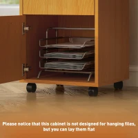 HOMCOM Filing Cabinet, Mobile File Cabinet with 2 Lockable Drawers, Office Home Organiser on Wheels for A4, Letter-Size File Folders, Mobile Printer with Open Shelf, Natural Wood Finish(m-7)