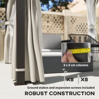 Outsunny 3 x 3(m) Hardtop Gazebo Canopy with Double Metal Roof, Waterproof Permanent Pavilion Garden Gazebo with Netting and Curtains, Easy to Assemble, Beige(m-6)