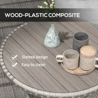 Outsunny 70 cm Wood-Effect Rattan Garden Table - Grey(m-5)