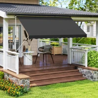 Outsunny 3x1.5m  Adjustable Outdoor Aluminium Frame Awning Black(m-2)