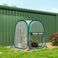 Outsunny Mini Invernadero Plegable Pop-up Invernadero de Exterior con Puerta Enrollable y Cubierta Transparente(m-8)