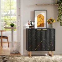 HOMCOM Elegant Storage Sideboard - Black/Gold-Tone(m-9)