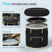 SPORTNOW 210L Outdoor Ice Bath Tub, with Lid, Cover, Carry Bag, Black(m-6)