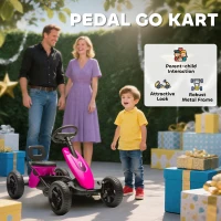 AIYAPLAY Pedal Go Kart for Kids 2-5 Years, with Silent EVA Wheels, Metal Frame, Pink(m-4)