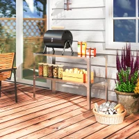 Outsunny 2 Tier Potting Bench Table, Galvanised Steel Garden Planting Work Bench Workstation with Storage Shelf for Outdoor, Patio, Greenhouse, 110 x 50 x 75 cm, Silver Tone(m-7)
