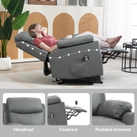 HOMCOM Faux Leather 70° Electric Riser Recliner Chair, Charcoal Grey(m-6)