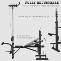 HOMCOM Adjustable Weight Bench with Pulley System, Incline Bench Press Set with Squat Rack, Leg Developer, Butterfly and Weight Storage, for Home Gym Full Body Workout(m-6)