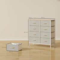 HOMCOM Fabric Chest of Drawers, Industrial Bedroom Dresser with 8 Fabric Drawers, Steel Frame and Wooden Top for Nursery, Living Room, Hallway, Maple Wood-effect(m-3)