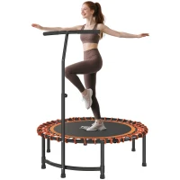 HOMCOM Mini Round Steel Frame Trampoline w/ Adjustable Handle, Orange(m-10)