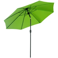 Outsunny 2.7M Garden Parasol Umbrella with Glass Fibre Ribs and Aluminium Frame, Tilting Sun Shade Shelter Canopy, Light Green(m-10)