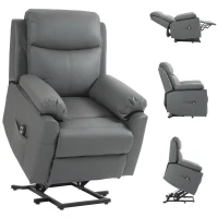 HOMCOM Faux Leather 70° Electric Riser Recliner Chair, Charcoal Grey(m-10)