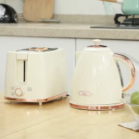 HOMCOM 1.7L 3000W Fast Boil Kettle & 2 Slice Toaster Set, Kettle and Toaster Set with Auto Shut Off, Browning Controls, Beige(m-2)