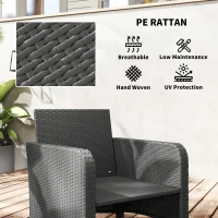 Outsunny Five Piece Rattan Garden Furniture Set with 2-Tier Coffee Table and Ottomans  - Cream White(m-6)