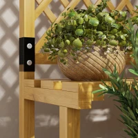 Outsunny Wooden Plant Stand, with Trellis - Natural Finish(m-8)