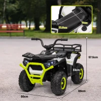 AIYAPLAY 12V Kids Electric Ride on ATV, Battery-Powered Quad Bike w/ Spring Suspension, Forward Backward, Storage Basket, Green(m-3)