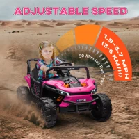 AIYAPLAY 12V Battery Powered Ride on Truck w/ Remote, Four Suspension Wheels, Horn, Lights, Music, USB, for Ages 3-5 Years, Pink(m-6)