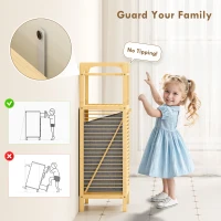 HOMCOM Bamboo Laundry Cabinet with Slatted Door, Bathroom Cabinet with Tilt-Out Hamper and Removable Liner Bag, 40 x 30D x 95 cm, Natural Wood Finish(m-7)