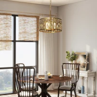 HOMCOM 72 Glass Crystallite Chandelier - Gold-Tone(m-9)