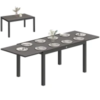 Outsunny Tavolo da Giardino Allungabile per 8-10 Persone con Piano in Vetro Temperato, in Alluminio, 140/240x90 cm, Nero(m-11)