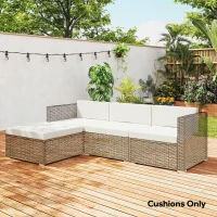 Outsunny 7-Piece Patio Furniture Cushions, Outdoor Loveseat Cushion with Removable Covers for Rattan Furniture, 60x60 cm, Cream(m-9)