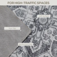 HOMCOM Vintage Area Rug, Non-Slip Washable Rug, Flannel Floor Carpet for Living Room, Bedroom, Dining Room, Home Office, 290 x 200 cm, Grey(m-4)