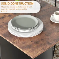 HOMCOM Folding Dining Table, Drop Leaf Table for Small Spaces, Foldable Table with Drawer and Storage Shelves for Kitchen, Dining Room, Rustic Brown(m-7)