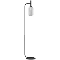 HOMCOM Floor Lamp for Living Room with Glass Lampshade, Modern Standing Lamp with Foot Switch for Bedroom, Bulb not Included, Black(m-1)