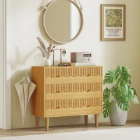 HOMCOM Dresser for Bedroom 3 Drawer Chest of Drawers with Steel Frame for Living Room in Oak(m-9)