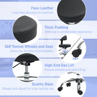 HOMCOM Drafting Chair, Office Chair with Backrest and Adjustable Footrest, Height Adjustable Stool, Leather Padded Rolling Task Chair for Home Office, Black(m-5)