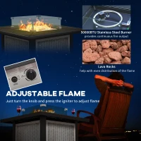 Outsunny 81 x 81cm 50,000 BTU Gas Fire Pit Table - Grey(m-6)