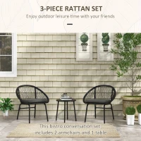 Outsunny Three-Piece Rattan Bistro Set - Black(m-4)
