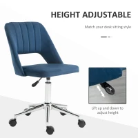 Vinsetto Armless Velvet-Feel Office Chair - Dark Blue(m-4)