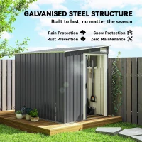 Outsunny 7 x 5ft Galvanised Metal Shed, with Sliding Door - Dark Grey(m-4)