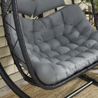 Outsunny Two-Seater Steel Frame Hanging Egg Chair - Black(m-9)