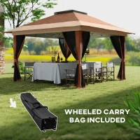 Outsunny 3.6 x 3.6m Pop-Up Gazebo, with Accessories - Brown(m-7)