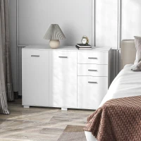 HOMCOM Sideboard, Modern Storage Cabinet with 2 Drawers, 3 Doors and Adjustable Shelves, Kitchen Cabinet for Living Room, Dining Room, White(m-7)