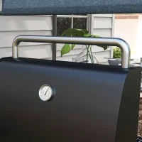 Outsunny Charcoal BBQ, with Thermometer, Shelves and Wheels(m-9)