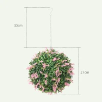 HOMCOM Set of 2 Artificial Plant Topiary Balls, UV-protected Fake Decorative Plants, Pink(m-3)