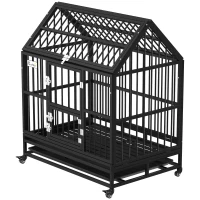 PawHut 43" Heavy Duty Dog Crate on Wheels, with Removable Tray, Openable Top(m-11)