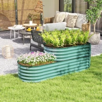 Outsunny Two-Tier Galvanised Steel Garden Planter - Dark Green(m-2)