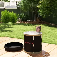 SPORTNOW 210L Outdoor Ice Bath Tub, with Lid, Cover, Carry Bag, Black(m-2)