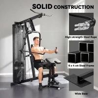 SPORTNOW Multi Gym with Adjustable Seat and Back, All in One Home Gym Machine with 45kg Weight Stack for Full Body Strength Training(m-6)