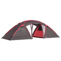 Outsunny 4-6 Man Family Camping Tent w/ 2 Bedrooms and a Living Room, Waterproof Tunnel Tent w/ Sewn In Groundsheet, Doors, Windows, Carry Bag, Grey(m-1)