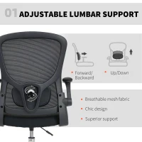 HOMCOM Draughtsman Chair, with Adjustable Lumbar - Black(m-4)